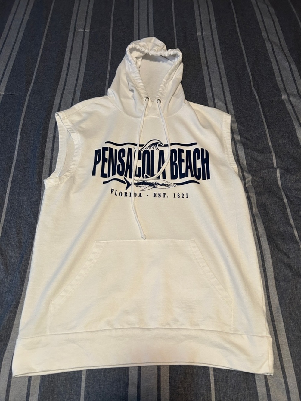 Pensacola Beach Sleeveless Hoodie - White